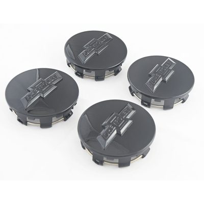 2015-2025 Chevrolet Suburban / Tahoe Licensed Wheel Cap Emblem Set Gloss Black 4Pcs ABS Plastic