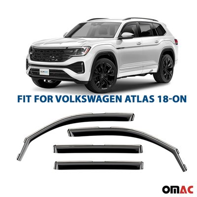 Clim Art Wind Deflectors for Volkswagen Atlas 2018-2026 Shatterproof Dark 4 Pcs