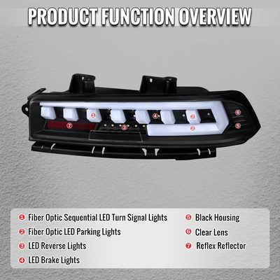 For Chevrolet Camaro 2014-2015 Full Red LED Sequential Tail Light Black Housing Clear Lens