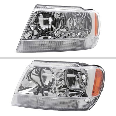 1999-2004 Jeep Grand Cherokee Factory Crystal Headlights Amber Reflectors
