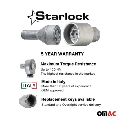 Wheel Lock Kit for BMW 2 Series 4 Series M14X1,25 Galvanized Silver 4Locks&1Key