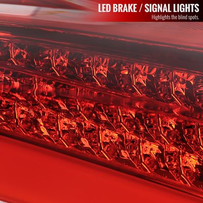 2015-2019 Ford Focus Hatchback LED Tail Lights Chrome Housing/Red Lens