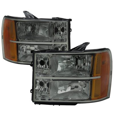 2007-2013 GMC Sierra 1500/ 2500HD 3500HD Factory Headlights Chrome/Light Smoke