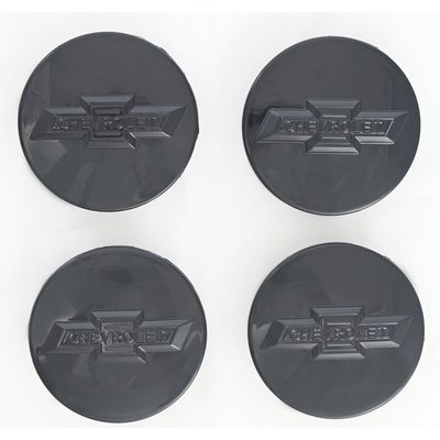 2015-2025 Chevrolet Suburban / Tahoe Licensed Wheel Cap Emblem Set Gloss Black 4Pcs ABS Plastic