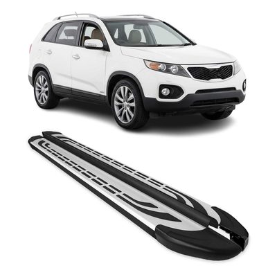 2011-2013 Kia Sorento Running Boards Side Steps Silver & Black