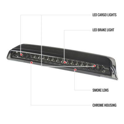 2004-2015 Nissan Titan LED 3rd Brake Light Chrome Housing/Smoke Lens