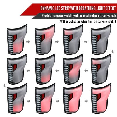 2018-2020 Ford F-150 Turn Signal Animated White LED Bar Tail Lights Matt Black