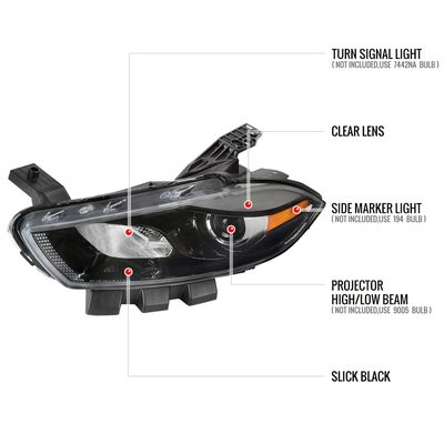 2013-2016 Dodge Dart Factory Headlights Projector High/Low Beam - Driver Side