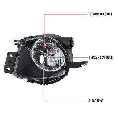 2006 BMW E90 3 Series 325i/330i / 07-2008 3 Series 328i/335i Fog Lights Chrome
