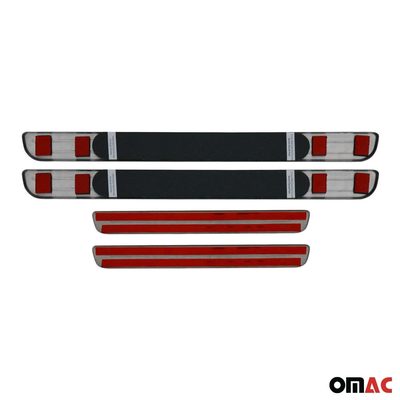 2018-2024 VW Tiguan Door Sill Scuff Plate Illuminated Brushed Stainless Steel Dark 4x