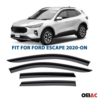 Clim Art Wind Deflectors for Ford Escape 2020-2025 Shatterproof Dark Smoke 4 Pcs