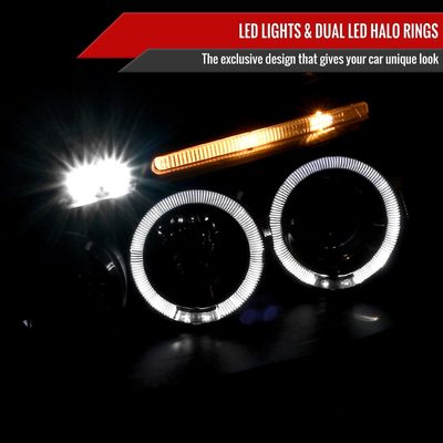 2006-2008 VW Golf Rabbit / Jetta Dual Halo Projector Headlights Matte Smoke