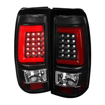2003-2006 Chevy Silverado Red C Bar LED Tail Lights - G2 Black/Clear Lens