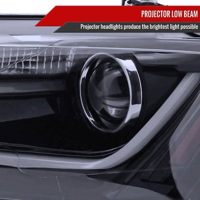2011-2018 VW Jetta MK6 LED Bar Projector Headlights Glossy Black/Smoke Lens