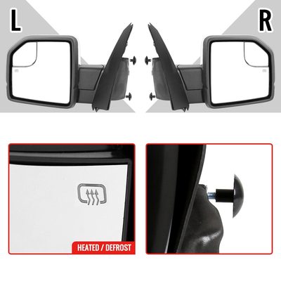 2015-2020 Ford F-150 Chrome Heated Side Mirror LED Turn Signal Passenger Side