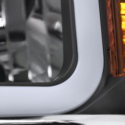 2014-2015 Chevy Silverado 1500 LED Bar Factory Headlights Matt Black/Clear