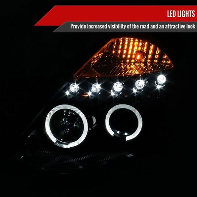 2003-2005 Nissan 350Z Dual Halo Projector Headlights Glossy Black/Smoke Lens