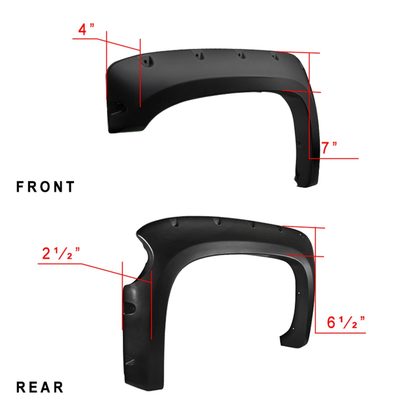 2007-2013 Chevy Silverado 1500 69.3" Fleetside Black Smooth Fender Flares
