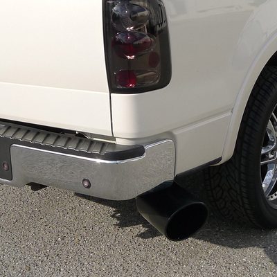 Universal 5" Inlet/8" Outlet Black Stainless Steel Bolt-On Angled Exhaust Tip