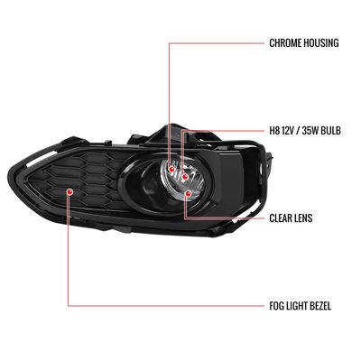 2018-2020 Honda Fit H8 Fog Lights Kit Chrome Housing/Clear Lens