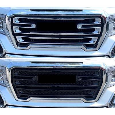 2019-2021 GMC Sierra 1500 Grille Overlay Gloss Black 2Pcs ABS Plastic