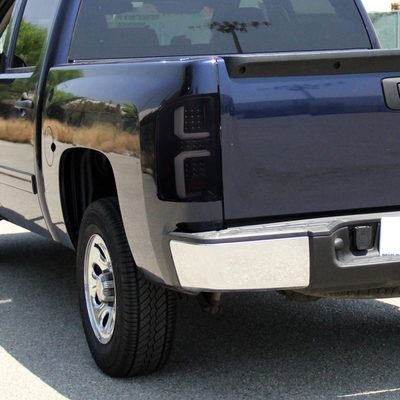 2007-2013 Chevy Silverado 1500 2500HD 3500HD LED Tail Lights White Bar Smoke