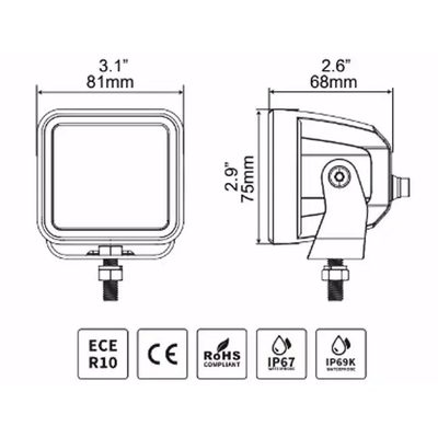 Faros CUBEIT 3" GR Blackout Series 2 Pares Spot