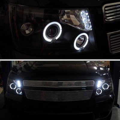 2007-2013 Chevy Avalanche/ 07-2014 Tahoe Suburban Dual Halo Headlights Black