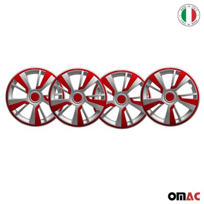 Twintone Hub Caps Wheel Cover 14" Grey & Red Insert Full Set 4 pcs.