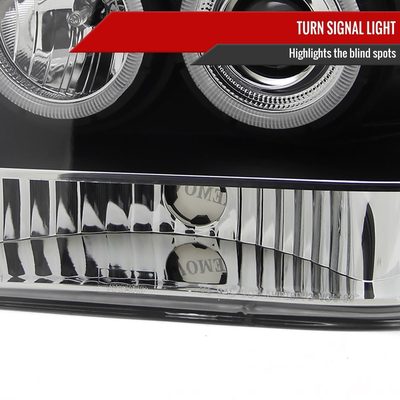 1993-1996 Jeep Grand Cherokee Dual Halo Projector Headlights Matt Black/Clear