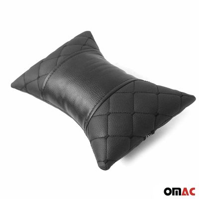 1x Car Seat Neck Pillow Head Shoulder Rest Pad PU Leather Black