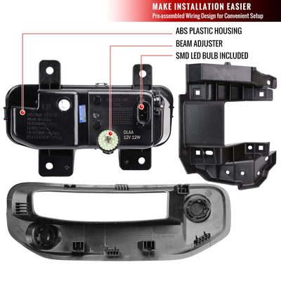 2019-2024 Dodge RAM 1500 LED Fog Lights Kit Chrome Housing/Smoke Lens