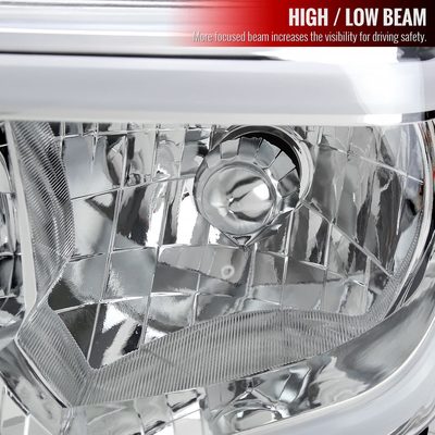 2014-2021 Toyota Tundra LED Bar Factory Style Headlights Chrome/Clear Lens