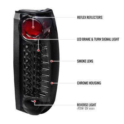 1988-2000 Chevy Silverado/Tahoe/Suburban/Sierra/Yukon LED Tail Lights Smoke