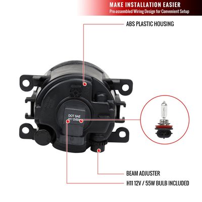 2012-2015 Honda Pilot H11 Fog Lights Kit Chrome Housing/Clear Lens