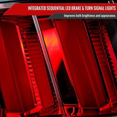 1999-2004 Ford Mustang Sequential LED Tail Lights Chrome Housing/Red Lens