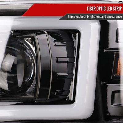 2000-2006 GMC Sierra/Denali/Yukon LED Strip Projector Headlights Glossy Black