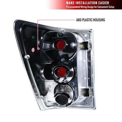 2005-2006 Jeep Grand Cherokee Tail Lights Chrome Housing/Clear Lens