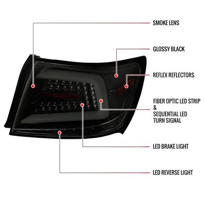 2008-2014 Subraru Impreza WRX/STI LED Turn Signal Tail Lights Glossy Black