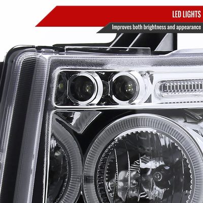 2007-2013 Chevy Silverado 1500/ 2500HD 3500HD Dual Halo Headlights Chrome