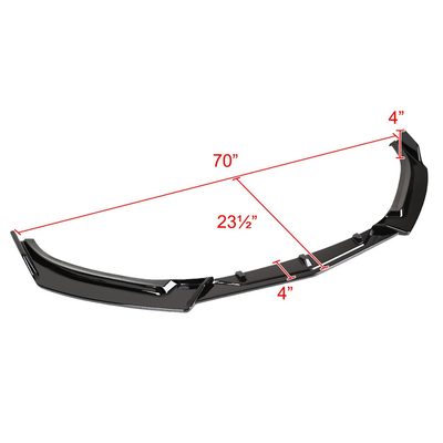 2014-2018 Mazda 3 Glossy Black Polypropylene 3Pcs Bumper Lip Spoiler