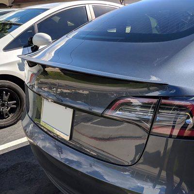 2017-2020 Tesla Model 3 Glossy Black Carbon Fiber Factory Rear Trunk Spoiler