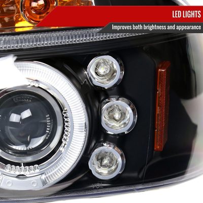 1997-2004 Dodge Dakota/ 1998-2003 Durango Dual Halo Projector Headlights Black
