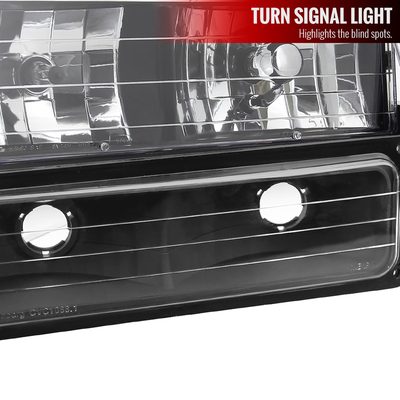 1994-1998 Chevy Silverado/Tahoe/C10 Headlights Bumper&Corner Lights Black