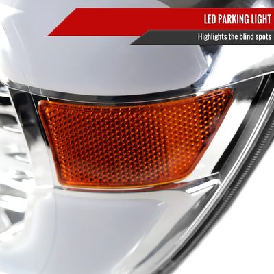 2005-2011 Toyota Tacoma LED Bar Projector Headlights Chrome/Clear Lens