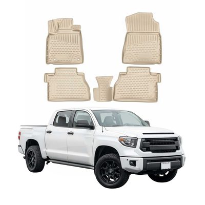 2014-2021 Toyota Tundra CrewMax Floor Mats Liners Full Set All Weather Beige