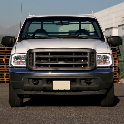 1999-2004 Ford F-250/350/450/550 /2000-2004 Excursion LED Bar Headlights Chrome