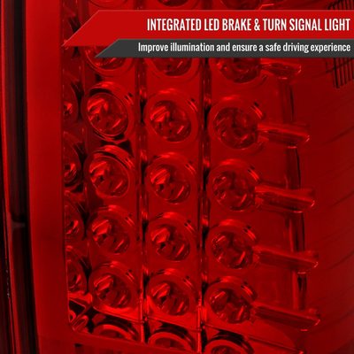 2004-2015 Nissan Titan LED Tail Lights Chrome Housing/Red Clear Lens