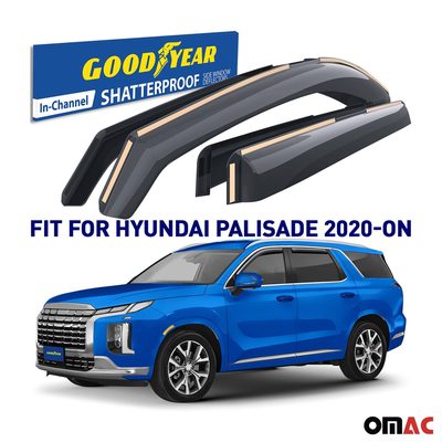 Goodyear Wind Deflectors for Hyundai Palisade 2020-2025 In-channel Smoke 4 pcs