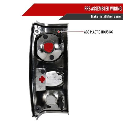 1982-1994 Chevy S10/Blazer GMC S15/Sonoma Tail Lights Matte Black/Clear Lens